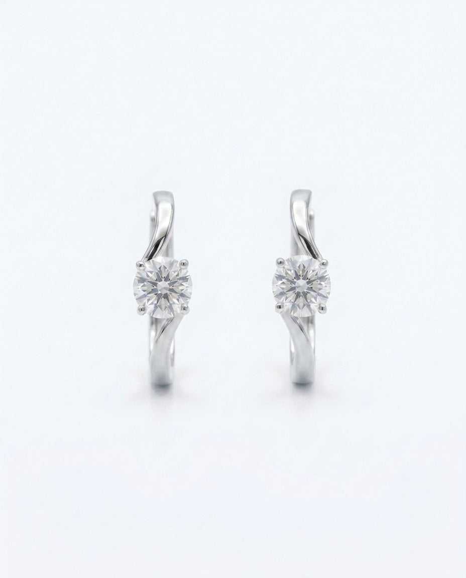 s o n o Bypass Hoops Silver Earrings - 925 Sterling Silver Minimalist Hoops