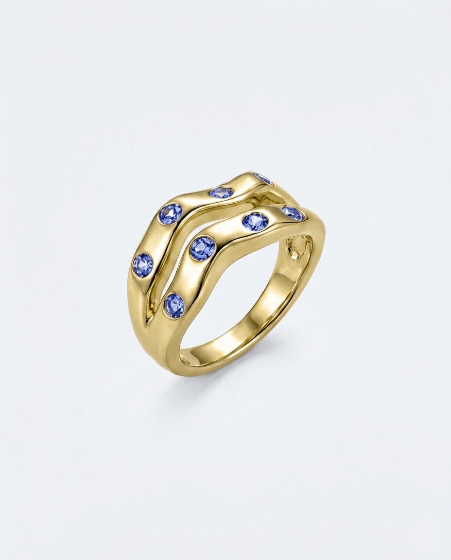 s o n o Meander Ring Gold - Wave Design Minimalist Ring